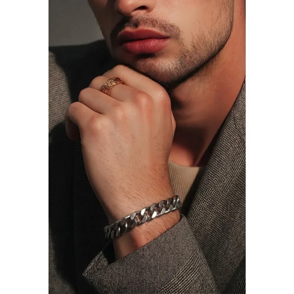 Stainless Steel Mens Miami Cuban Link Chain Bracelet 8”